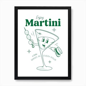 Martini retro cocktail in green Poster