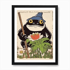 Frog In The Garden,  Matsumoto Hoji Inspired Japanese 10 Art Print