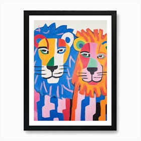 Colourful Kids Animal Art Lion 12 Art Print