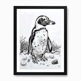 African Penguin Playing 1 Art Print