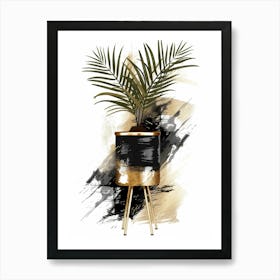 Gold And Black Planter Art Print