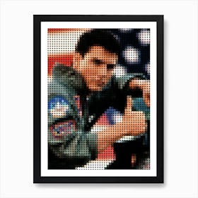 Tom Cruise Top Gun In A Pixel Dots Art Style Art Print