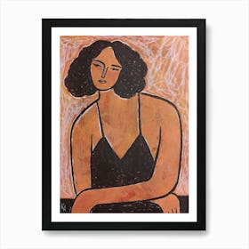 Abstract woman, Mid century modern, Neutral vintage art, Classic Art Print