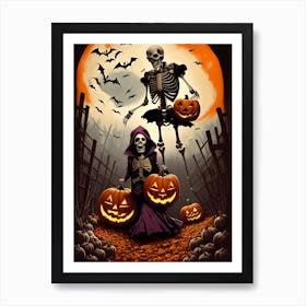 Halloween Skeletons Art Print