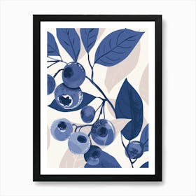 Blueberries Close Up Illustration 1 Art Print