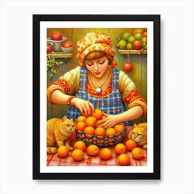 Oranges And Cats Art Print