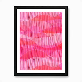 Linear Waves - Pink Art Print