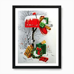 Mailbox On A Snow Full Of Holiday Letters And Presents Art Print