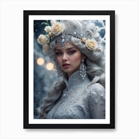 Beautiful Woman In Winter Art Print