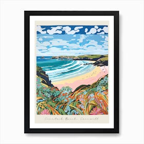 Poster Of Crantock Beach, Cornwall, Matisse And Rousseau Style 3 Art Print