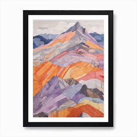 Bowfell England Colourful Mountain Illustration Art Print