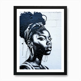 Graffiti Mural Of Beautiful Black Woman 259 Art Print