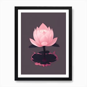 A Pink Lotus In Minimalist Style Vertical Composition 50 Art Print