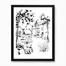 Drawing Of A Garden Art Print