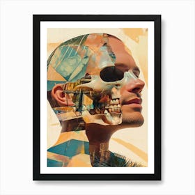 Man With A Skull Collage Art Print