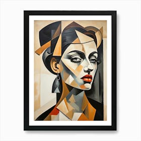 Abstract Cubism Portrait Art Picasso Inspired Geometric Female Painting Art Print