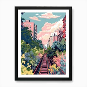 The High Line New York Colourful Silkscreen Illustration 1 Art Print