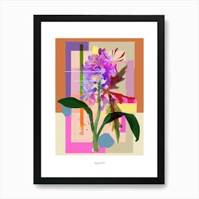 Hyacinth 4 Neon Flower Collage Poster Art Print