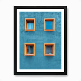 Windows On A Blue Wall Art Print