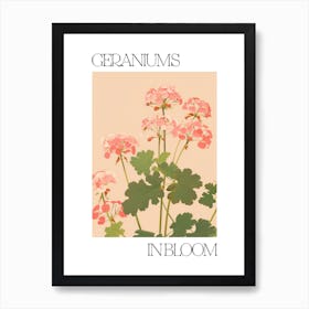 Geraniums In Bloom Flowers Bold Illustration 4 Art Print