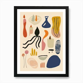Cute Objects Abstract Illustration 11 Art Print
