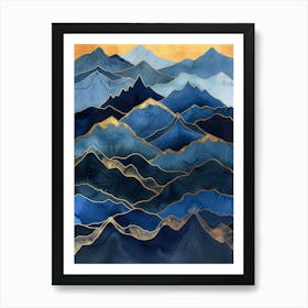 Mountains In Blue And Gold 1 Art Print