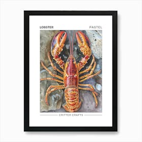 Lobster Pastel Watercolour 4 Poster Art Print