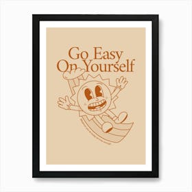 Retro Wall Art Vintage Decor Retro Cartoon Printable Art Retro Vintage Go Easy On Yourself Trendy Retro Poster Art Print