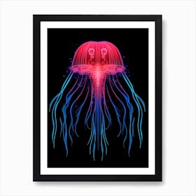 Irukandji Jellyfish Neon Illustration 5 Art Print