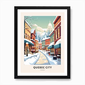 Vintage Winter Travel Poster Quebec City Canada 3 Art Print