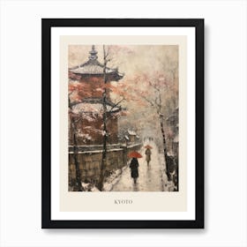 Vintage Winter Painting Poster Kyoto Japan Art Print