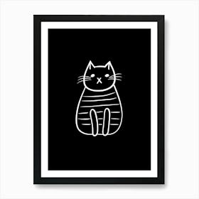 Black And White Cat Line Drawing 4 Art Print