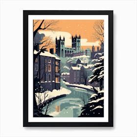 Winter Travel Night Illustration Durham United Kingdom 2 Art Print