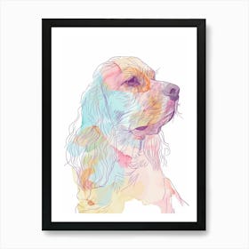 Cocker Spaniel Dog Pastel Line Illustration  4 Art Print