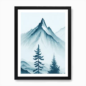 Mountain And Forest In Minimalist Watercolor Vertical Composition 157 Art Print
