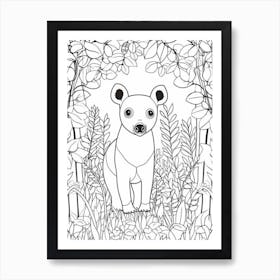 Line Art Jungle Animal Tapir 3 Art Print