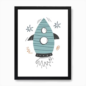Rocket Ship Space Kids Room 4 Art Print