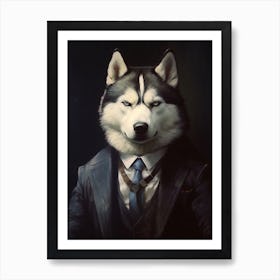 Gangster Dog Siberian Husky Art Print