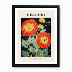Helsinki Finland Botanical Flower Market Poster Art Print