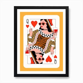 Queen Of Hearts Gold Leopard - Red Wine and Cigarettes - Art Print