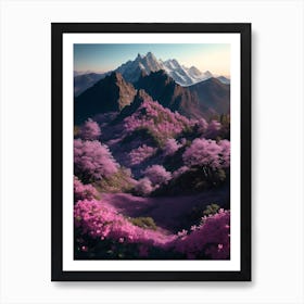 Azalea Colonies Spreading In A Valley Surrounded By Peaks Art Print
