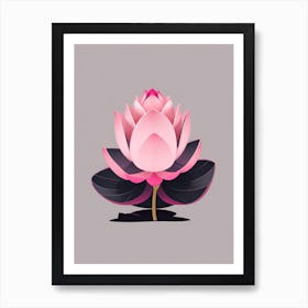 A Pink Lotus In Minimalist Style Vertical Composition 6 Art Print