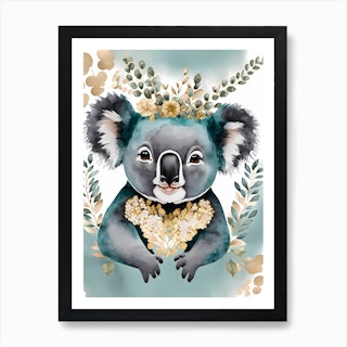 Watercolor Koala painting print Wall Art colorful Koala bear Poster cute  animal lover gift australian animal nursery cute gift prints | Canvas Print