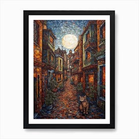 Painting Of San Francisco With A Cat In The Style Of Renaissance Da Vinci 4 Art Print