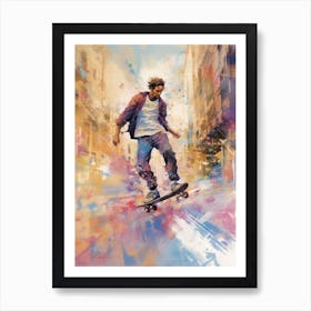 Skateboarding In Lisbon, Portugal Drawing 4 Art Print