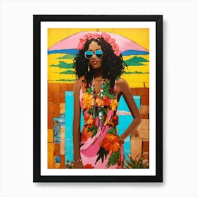 Hawaiian Girl-Festival Vibes -Sunshine Delights Art Print