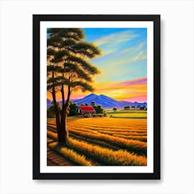Sunset In The Field 3 Art Print