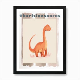 Cute Cartoon Therizinosaurus Dinosaur Watercolour 1 Poster Art Print