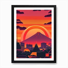 Nagasaki Japan Retro Sunset 2 Art Print