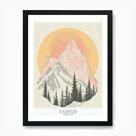 Zugspitze Germany Color Line Drawing Drawing 5 Poster Art Print
